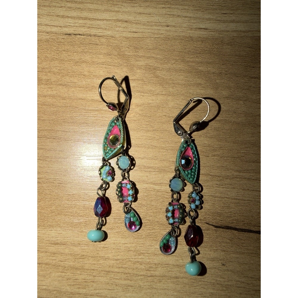 ADAYA Israeli Boho Crystal Earrings Artistic Ethnic Colorful Boho